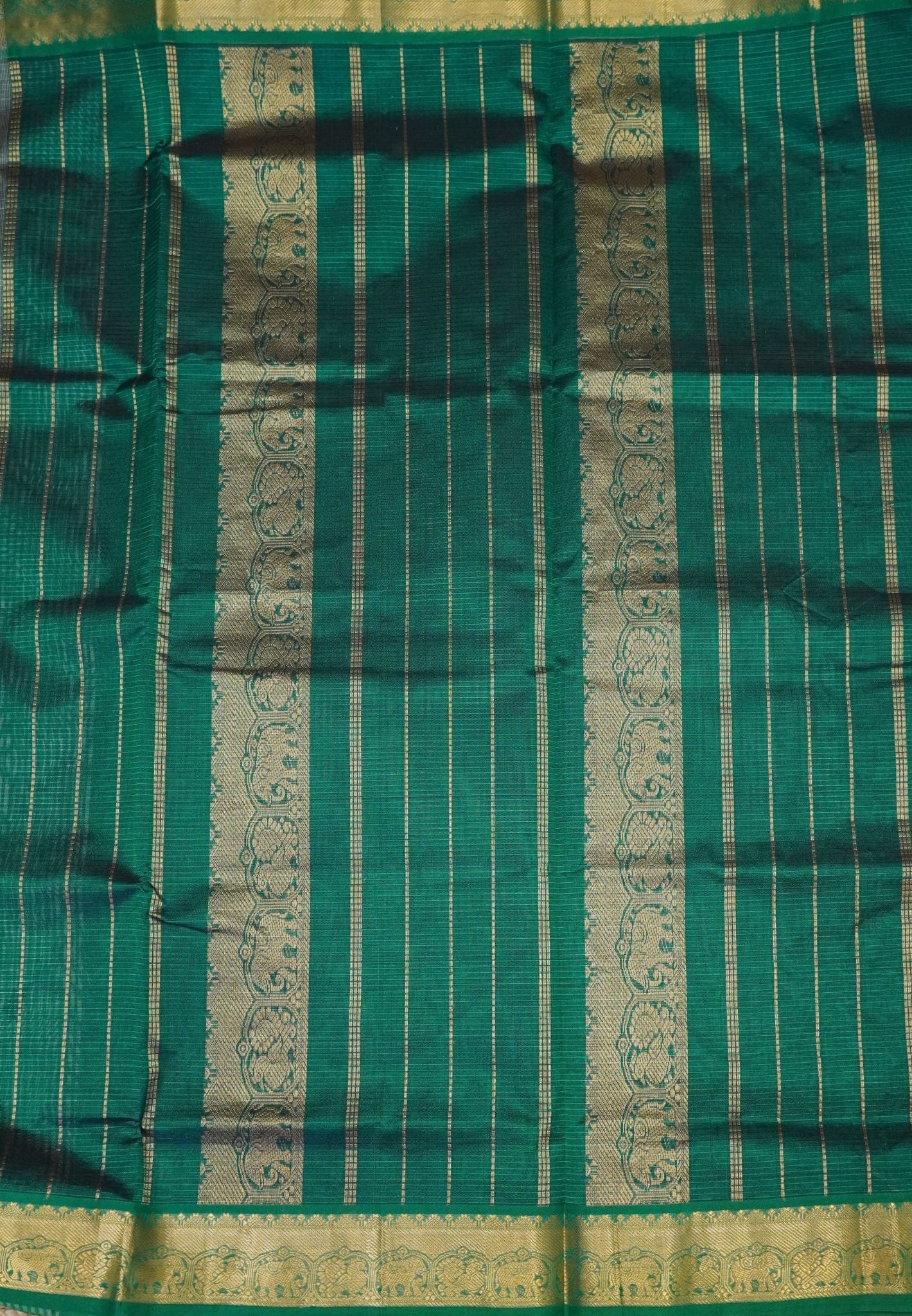 Pure Silk Cotton Saree-Grey Stripes with Zari Woven Border