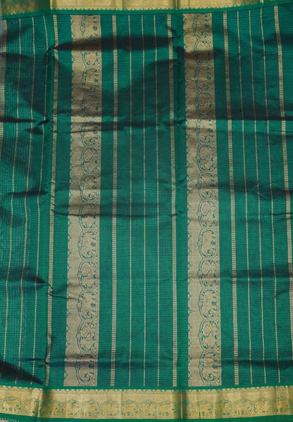Pure Silk Cotton Saree-Grey Stripes with Zari Woven Border