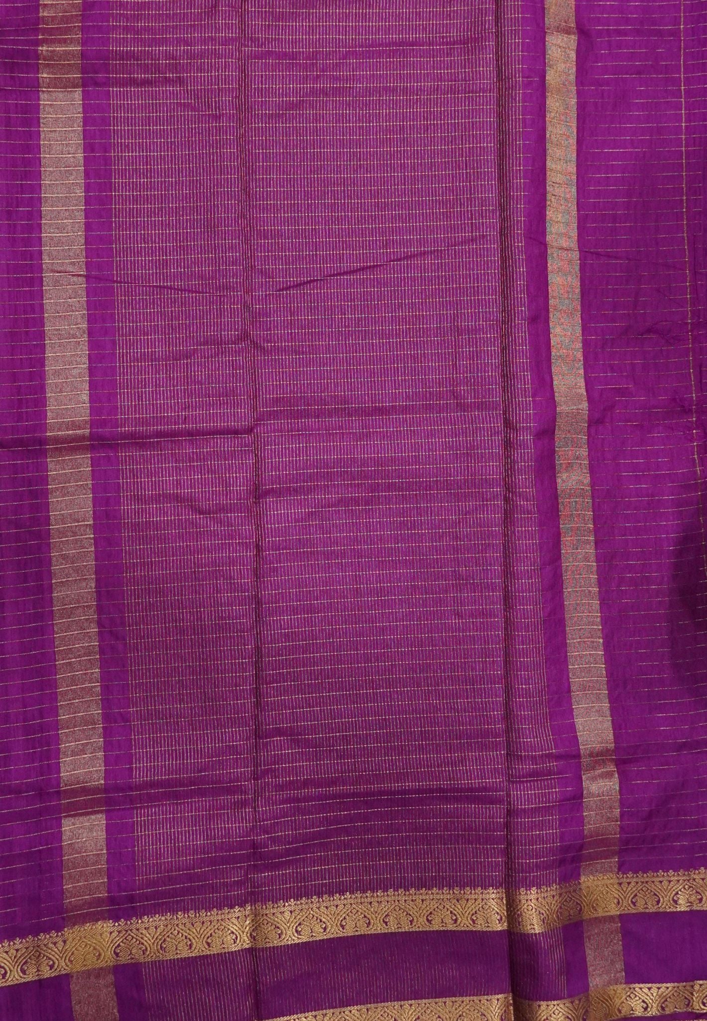 Semi Raw Silk Saree – Classic Zari Stripes - Purple