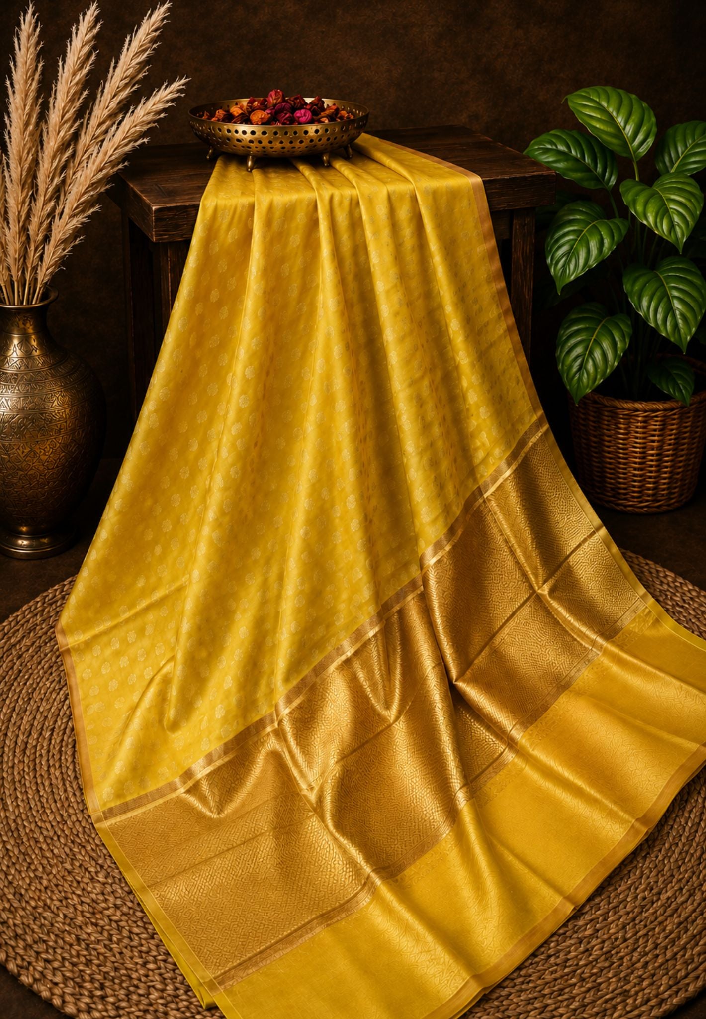 Tissue Silk Saree-Yellow