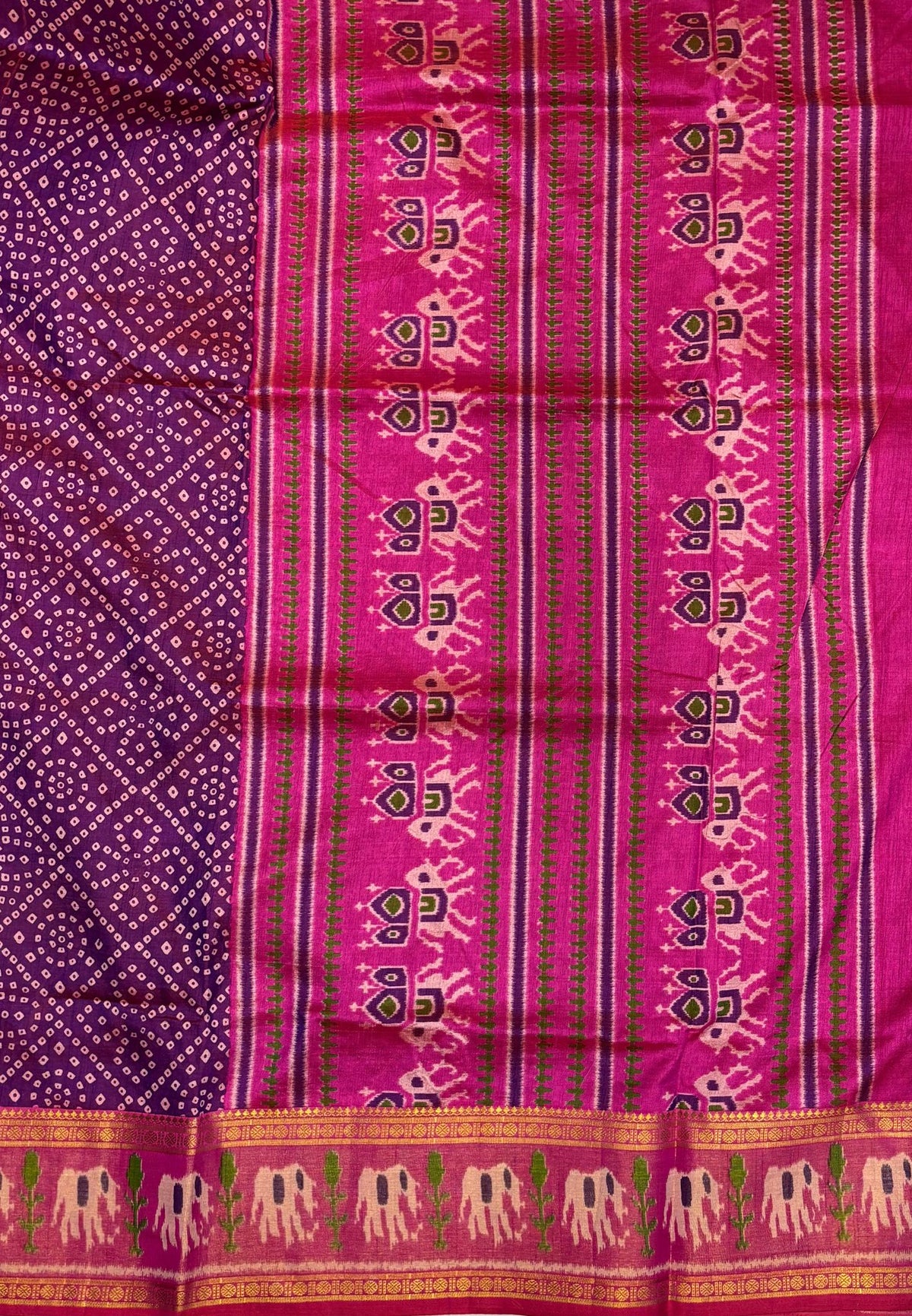 Semi Patola Saree –Magenta in Bandhini Pattern