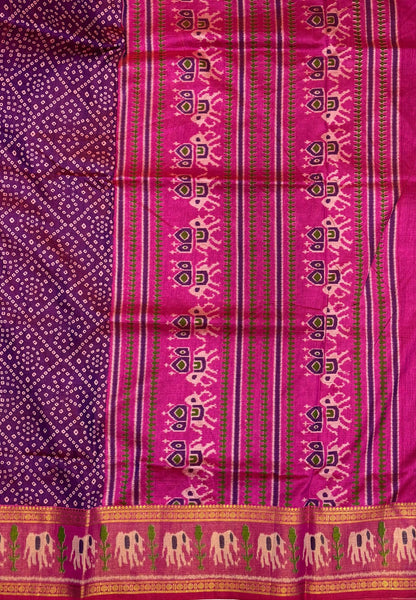 Semi Patola Saree –Magenta in Bandhini Pattern