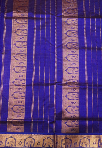 Pure Silk Cotton Saree-Rust Orange with Contrast Border in Laksha Deepam