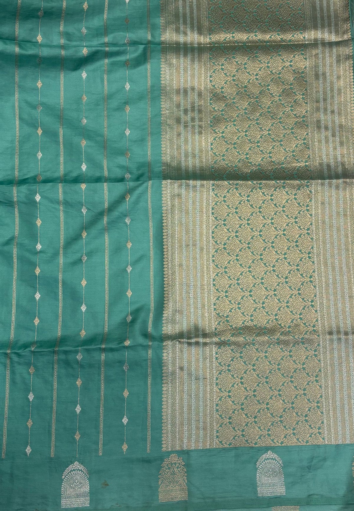 Gaji Silk Saree-Sea Green with Jumka Zari Butta