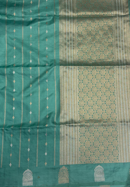 Gaji Silk Saree-Sea Green with Jumka Zari Butta
