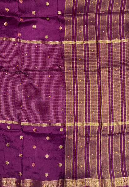 Viscose Saree-Purple In Fine Stripe Zari Border