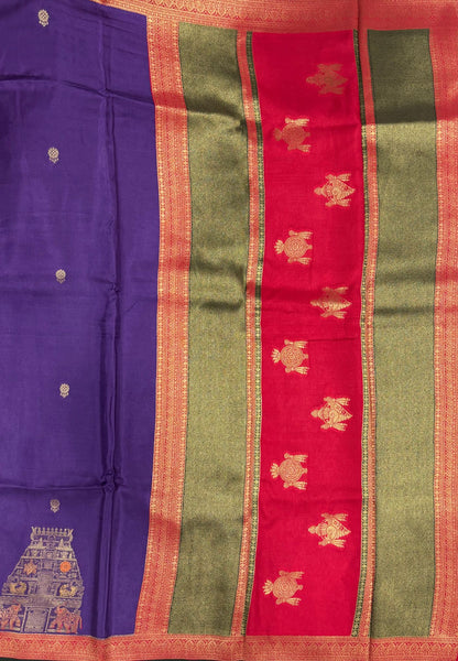 Art Mysore Silk Saree-Violet with Rajagopuram Zari Border