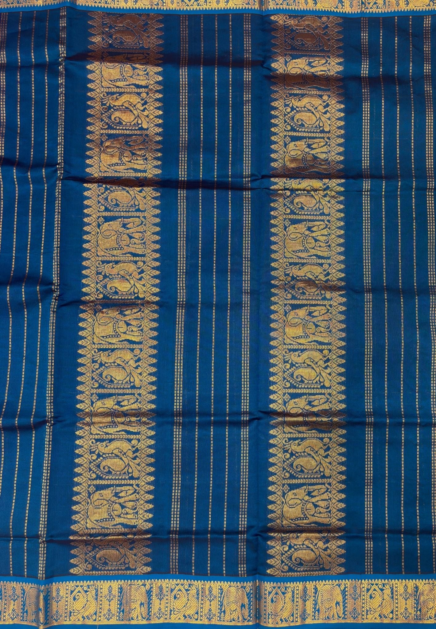 Silk Cotton Saree-MS Blue with Annapakshi Butta and Border