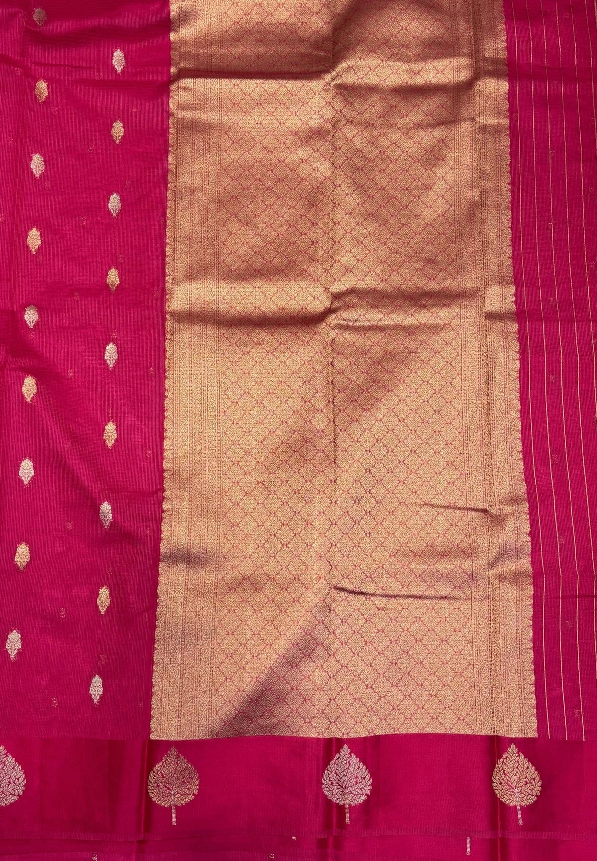 Art Silk Kota Saree-Rani Pink In Geometric Zari Brocade Border