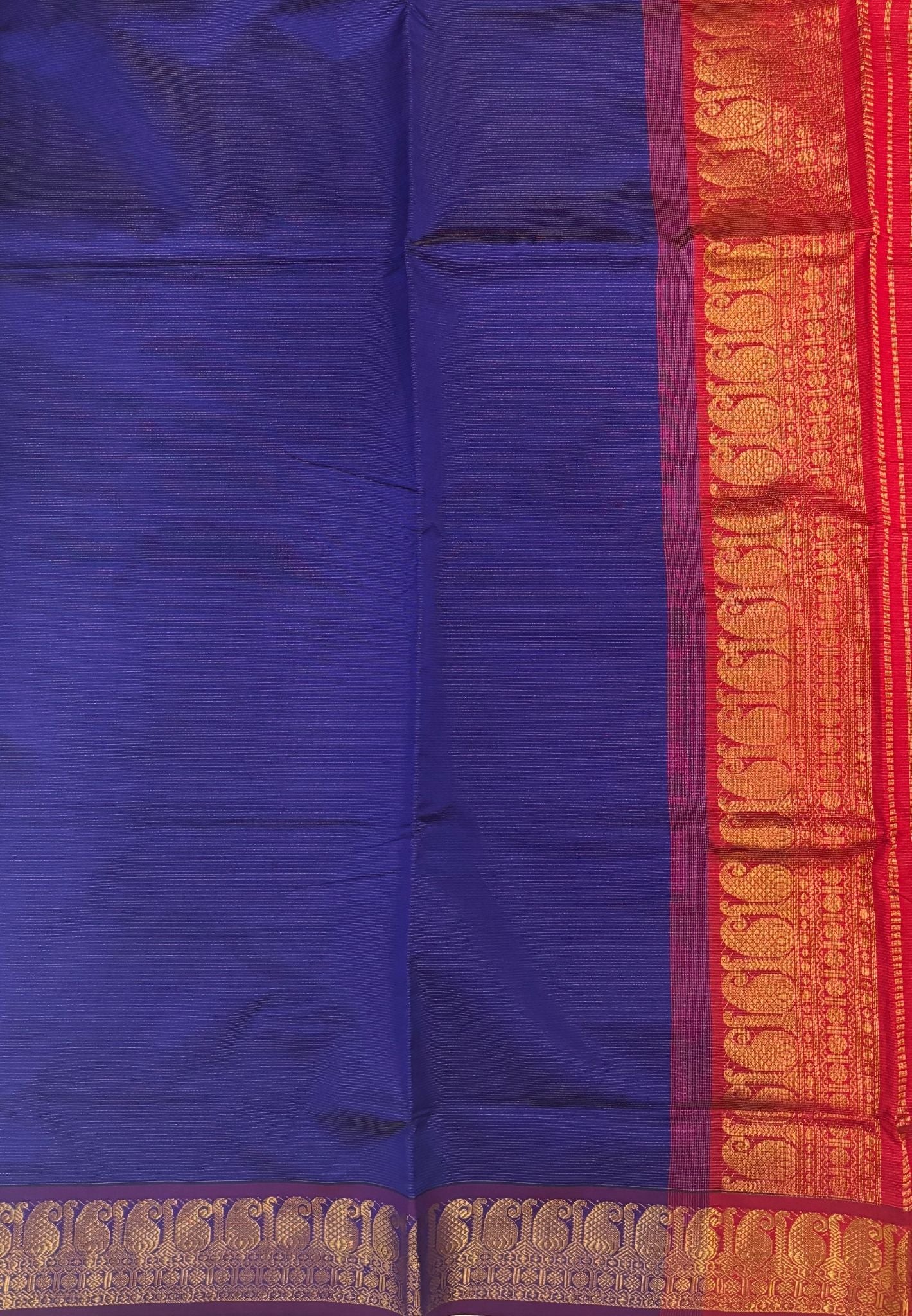 Silk Cotton Saree-MS Blue with Contrast Border in Vairaoosi