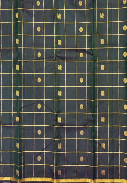 Pure Kanchipuram Silk Saree-Green In Annapakshi Zari Border