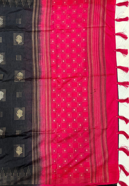Chanderi Saree-Black with Zari Lines