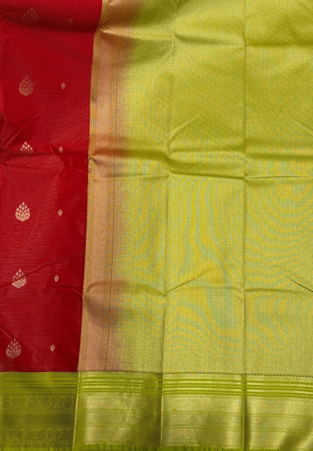 Budget Kanchipuram Saree-Red with Contrast Border