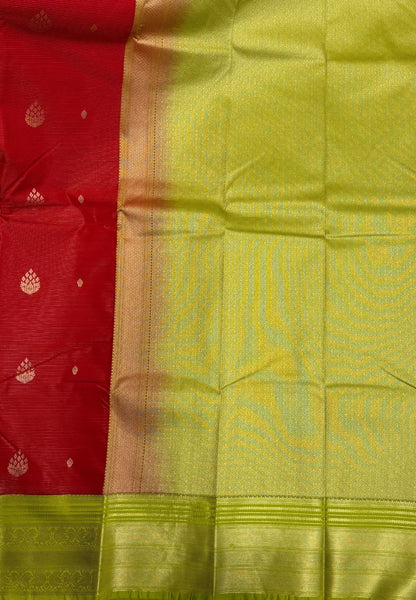 Budget Kanchipuram Saree-Red with Contrast Border