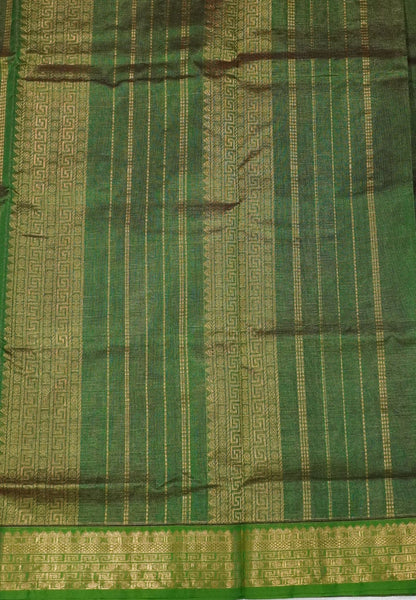 Pure Silk Cotton Saree-Brown with Contrast Border in Vairaoosi