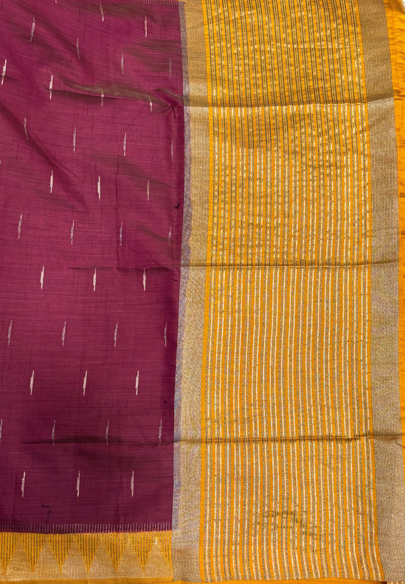 Semi Tussar Saree-Wine in Tower Pattern Border