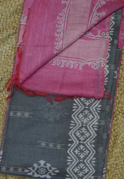 Bhagalpur Cotton Saree- Sequence Work Grey