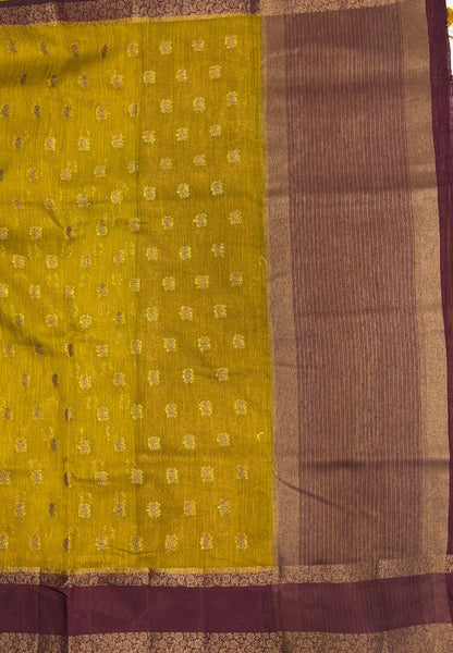 Bamboo Silk Saree-Mustard-Brown Retpet Border