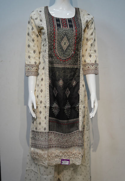 3 Pcs Classic Ethnic Printed Kurti Set