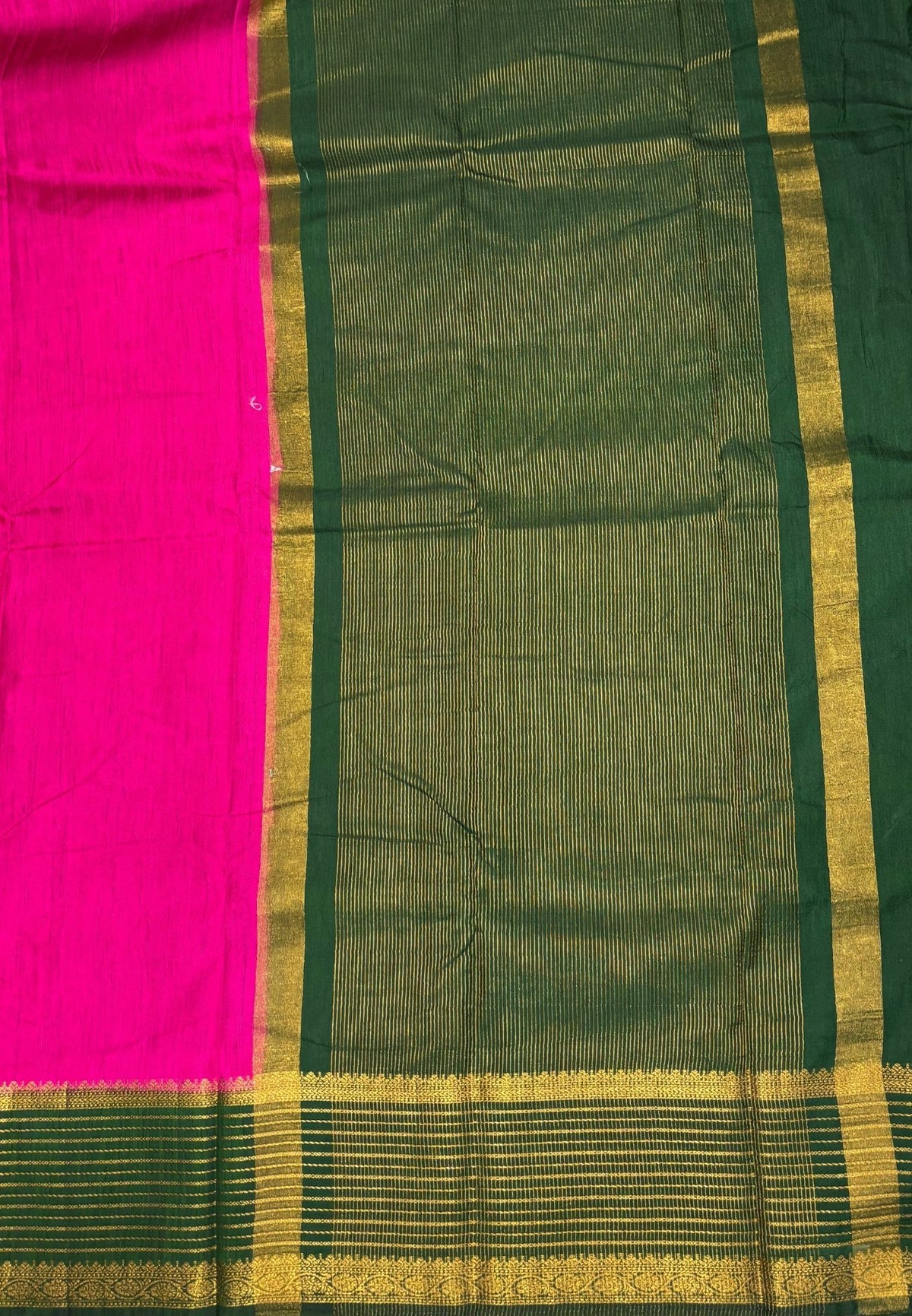 Raw Silk Saree-Rani Pink With Contrast Border
