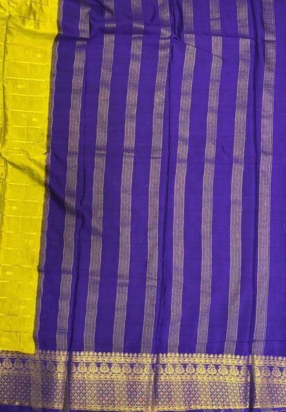 Viscose Saree-Lime Green in Checked Zari Pattern Border
