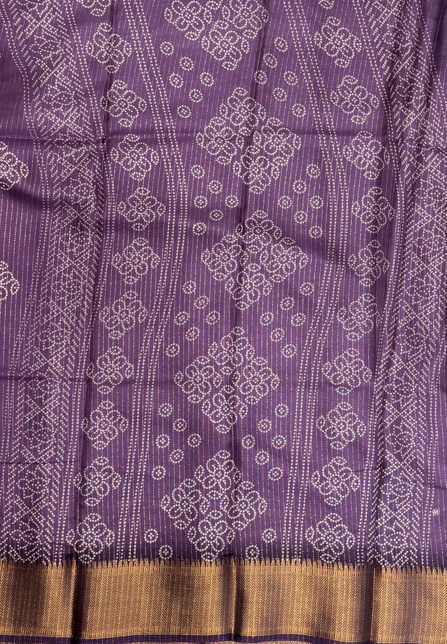 Semi Dola Silk Saree-Purple In Floral Dotwork Border