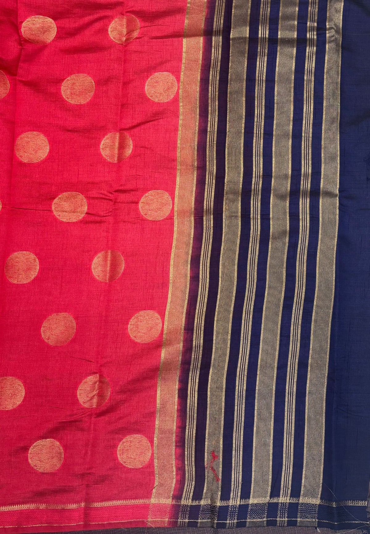 Soft Tussar saree-Red With Round Motif