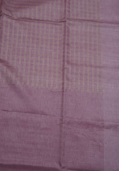 Matka Tussar Saree-Pink with Zari Checks