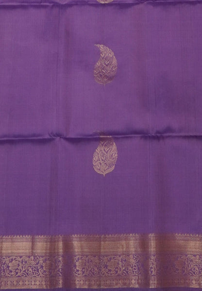 Pure Kanchipuram Silk Saree-Lavender with Paisley Motifs