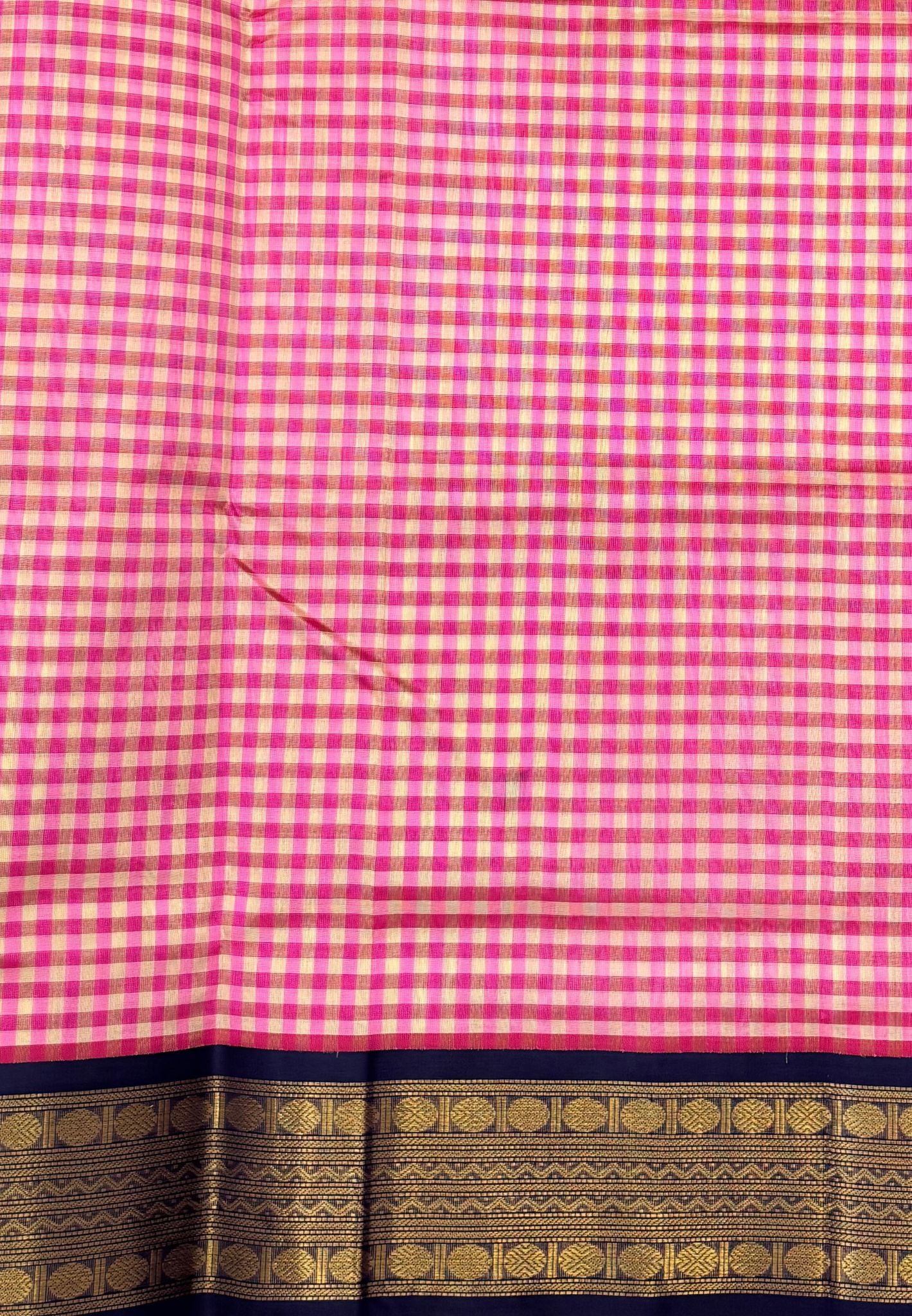 Pure Silk Cotton Saree-Pink In Kalyani Zari With Contrast Border