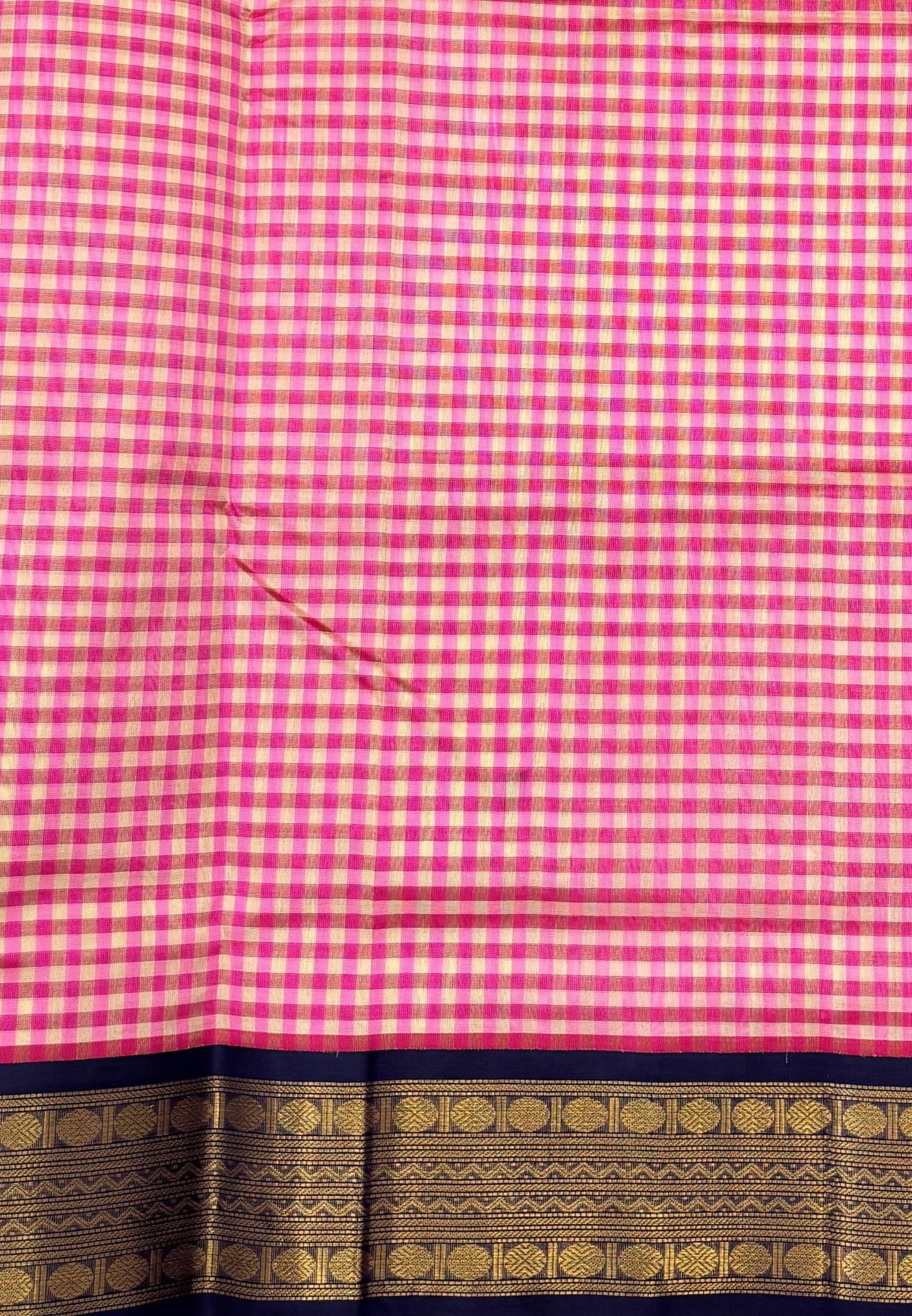 Pure Silk Cotton Saree-Pink In Kalyani Zari With Contrast Border