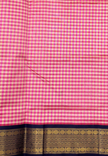 Pure Silk Cotton Saree-Pink In Kalyani Zari With Contrast Border