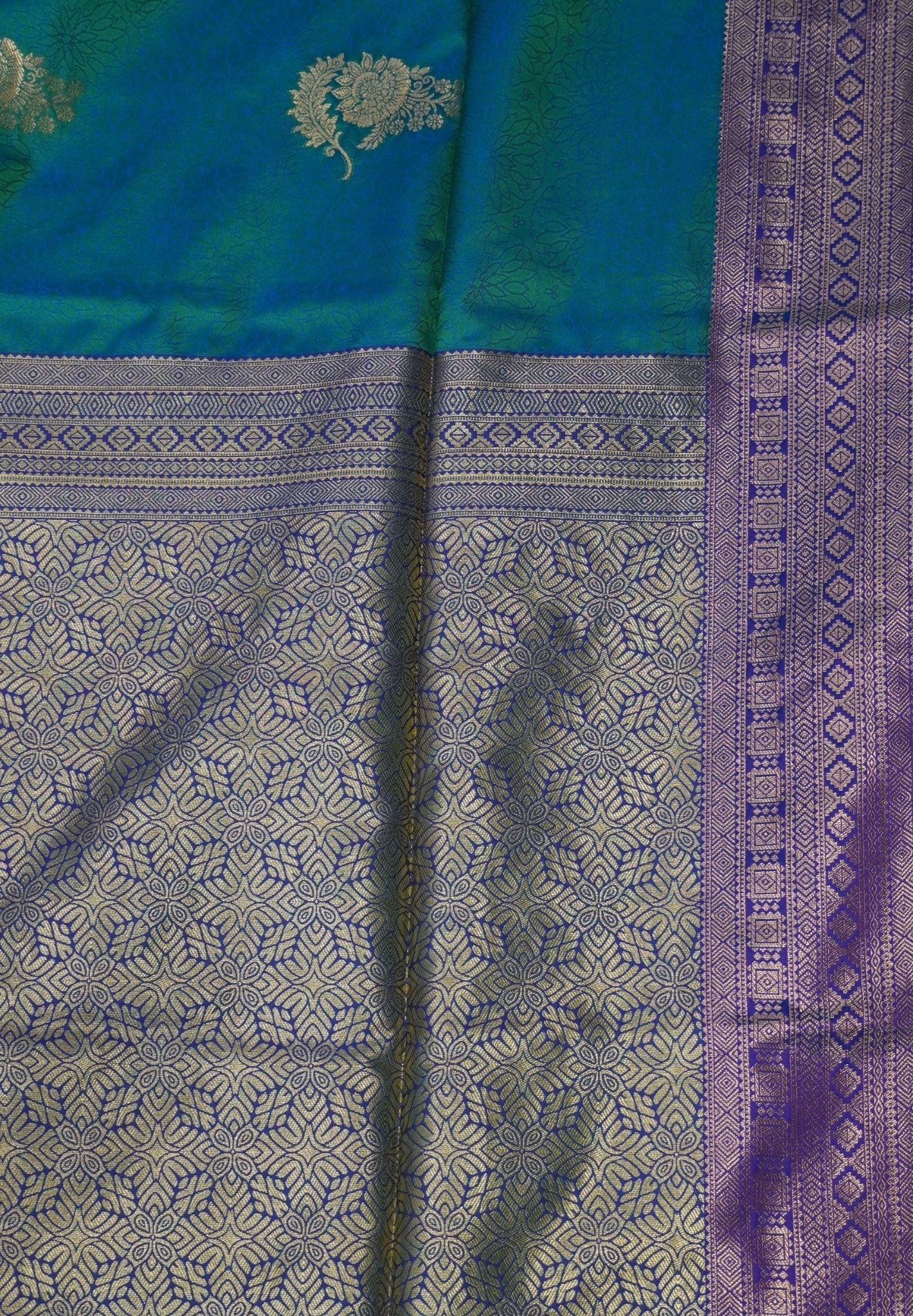 Semi Silk Saree-Teal Green