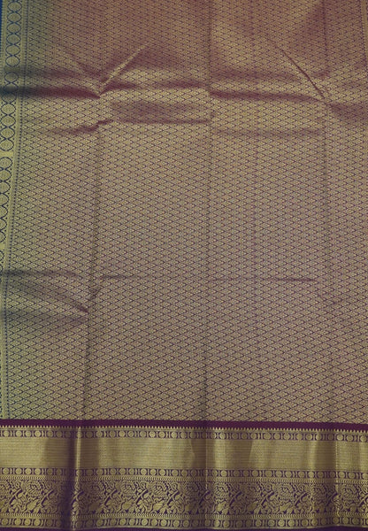 Budget Kanchipuram Saree-Bluish Purple in Feather Peacock Buttas