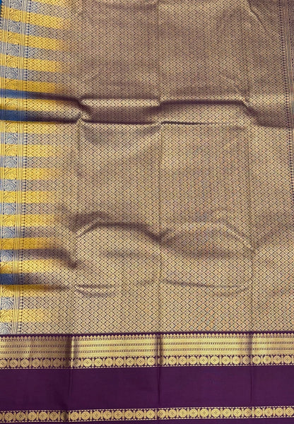 Budget Kanchipuram Saree-Sulphate Blue with Contrast Border