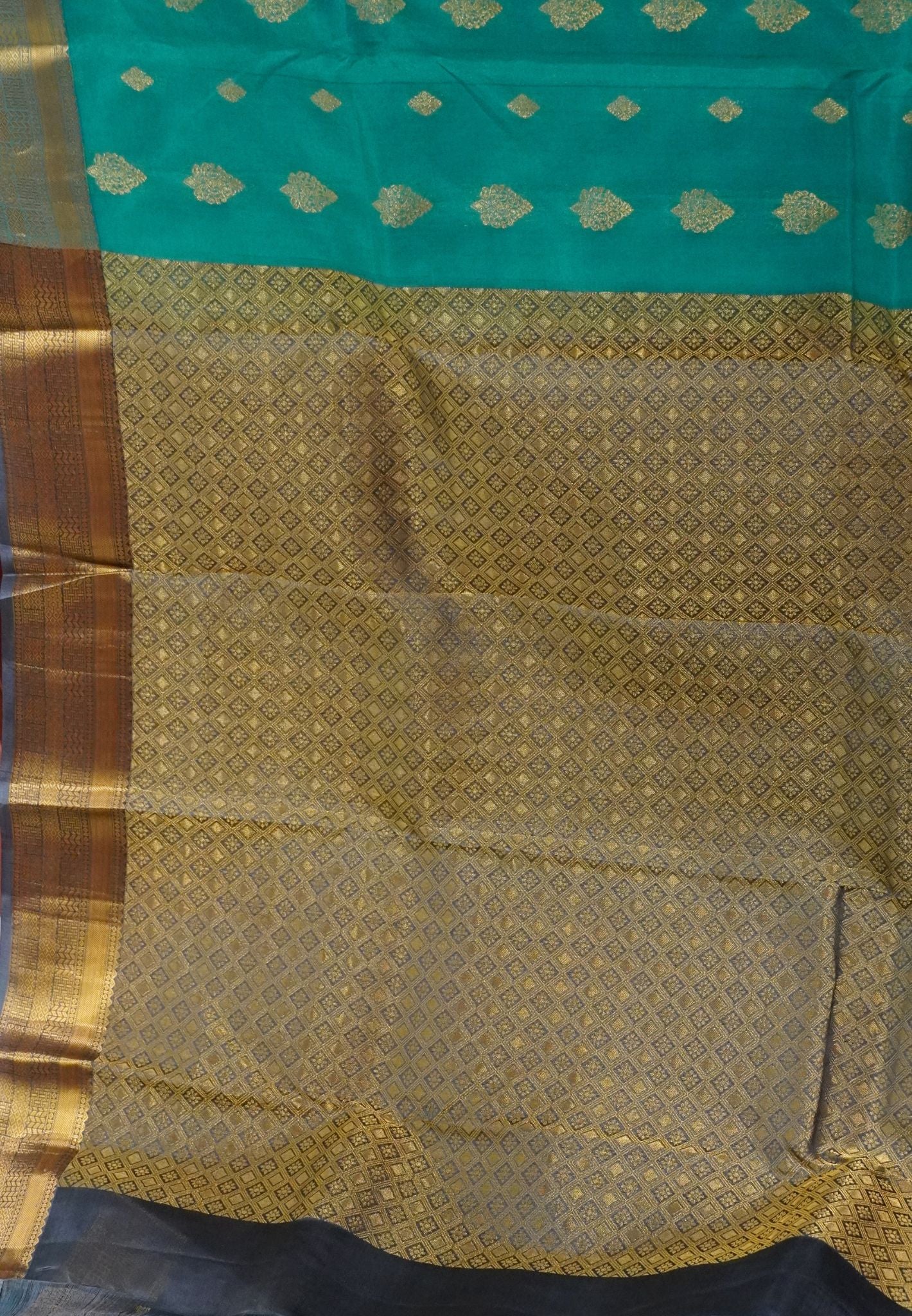 Pure Kanchipuram Silk Saree-Ramar Green with Zari Motif