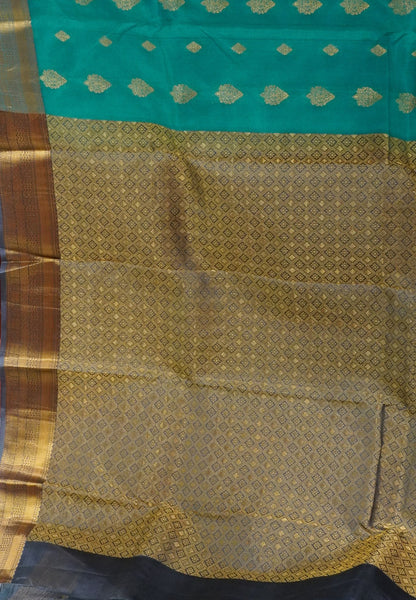 Pure Kanchipuram Silk Saree-Ramar Green with Zari Motif