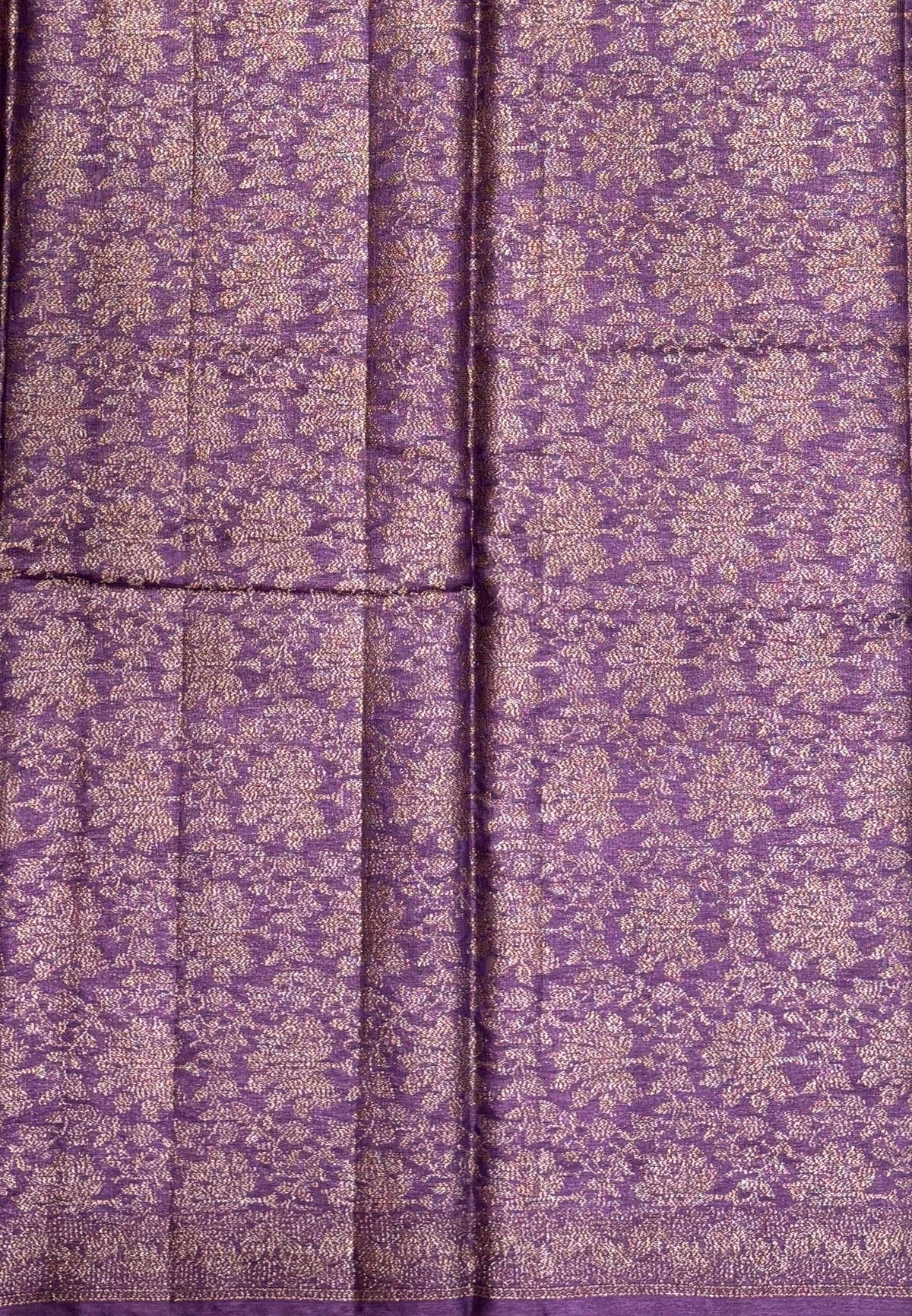 Pure Tussar Saree-Violet in Floral Vine Brocade Border