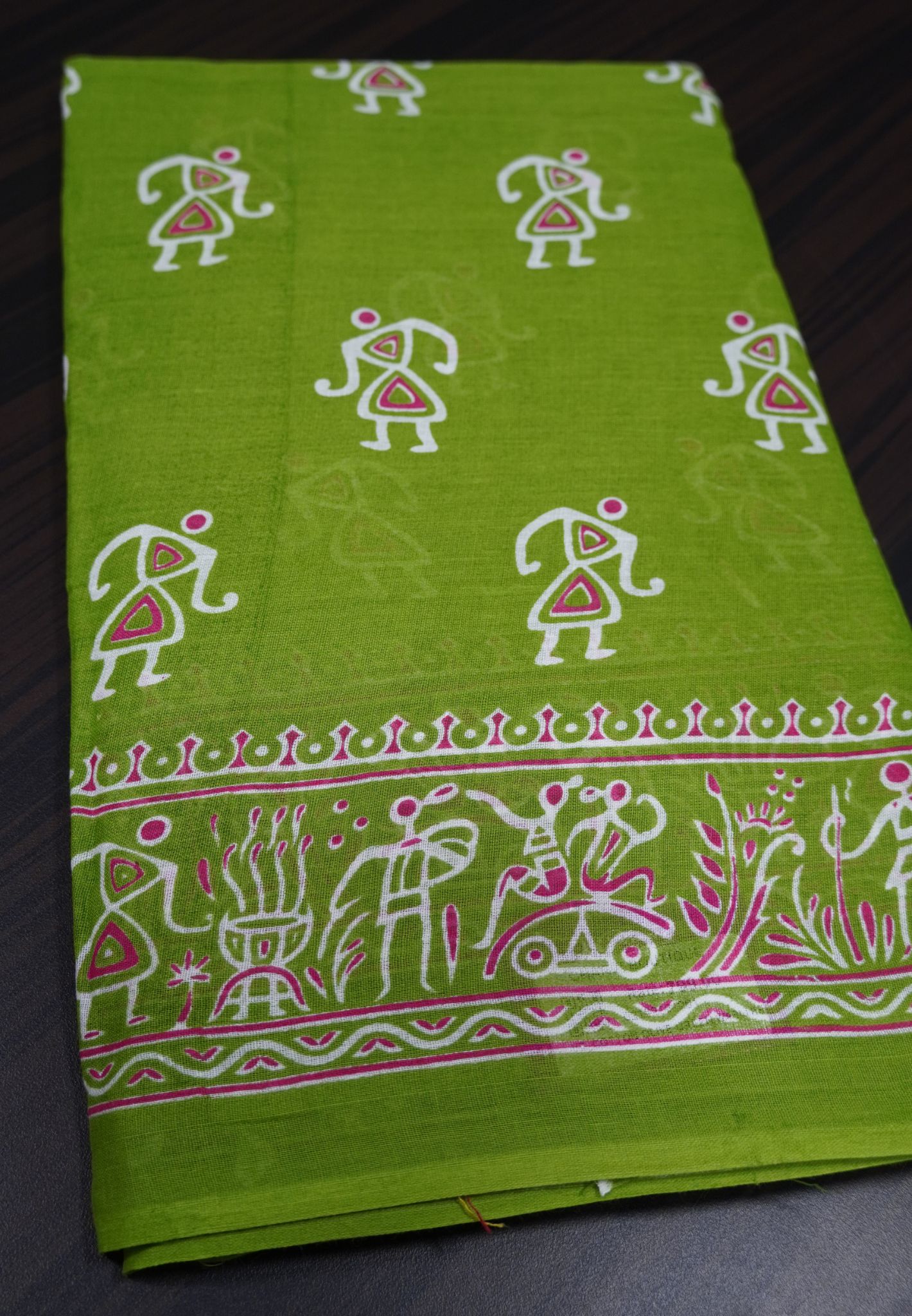 Cotton Saree - Olive Green