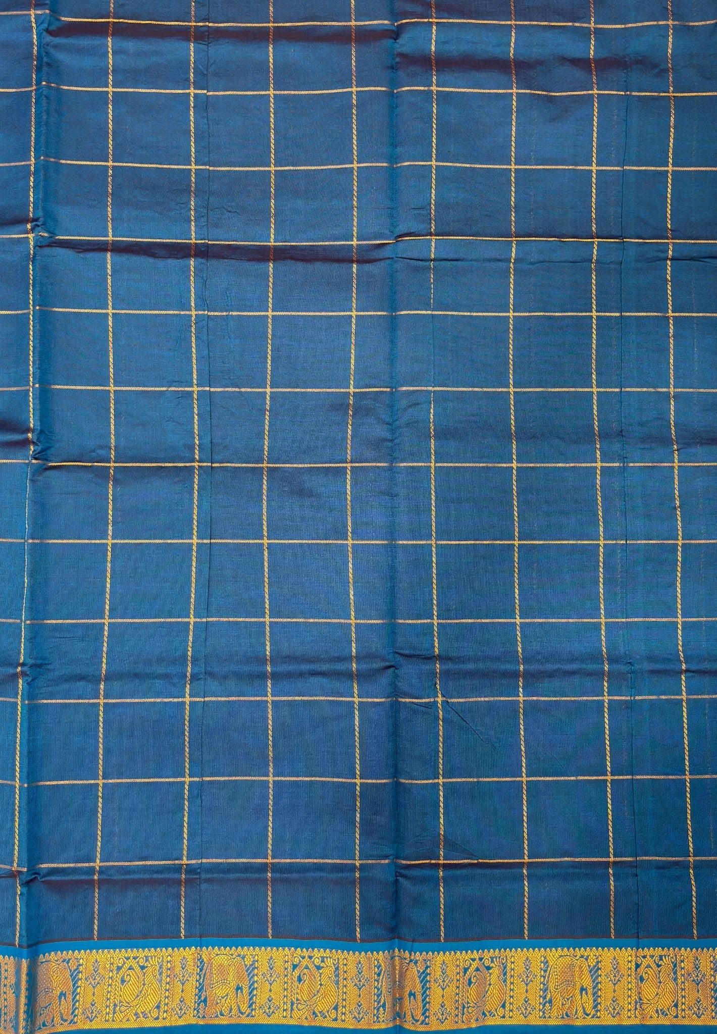 Silk Cotton Saree-MS Blue with Annapakshi Butta and Border