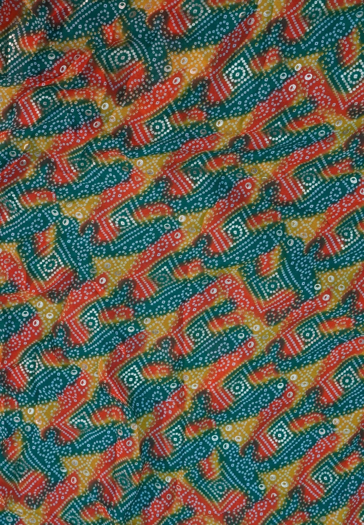 Chiffon Saree-Green in Diamond Bandhini Pattern