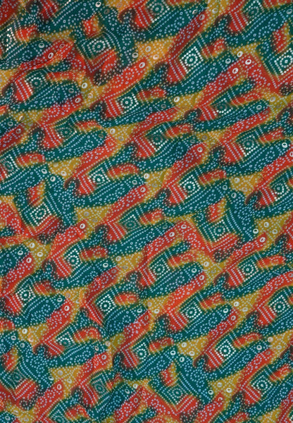 Chiffon Saree-Green in Diamond Bandhini Pattern