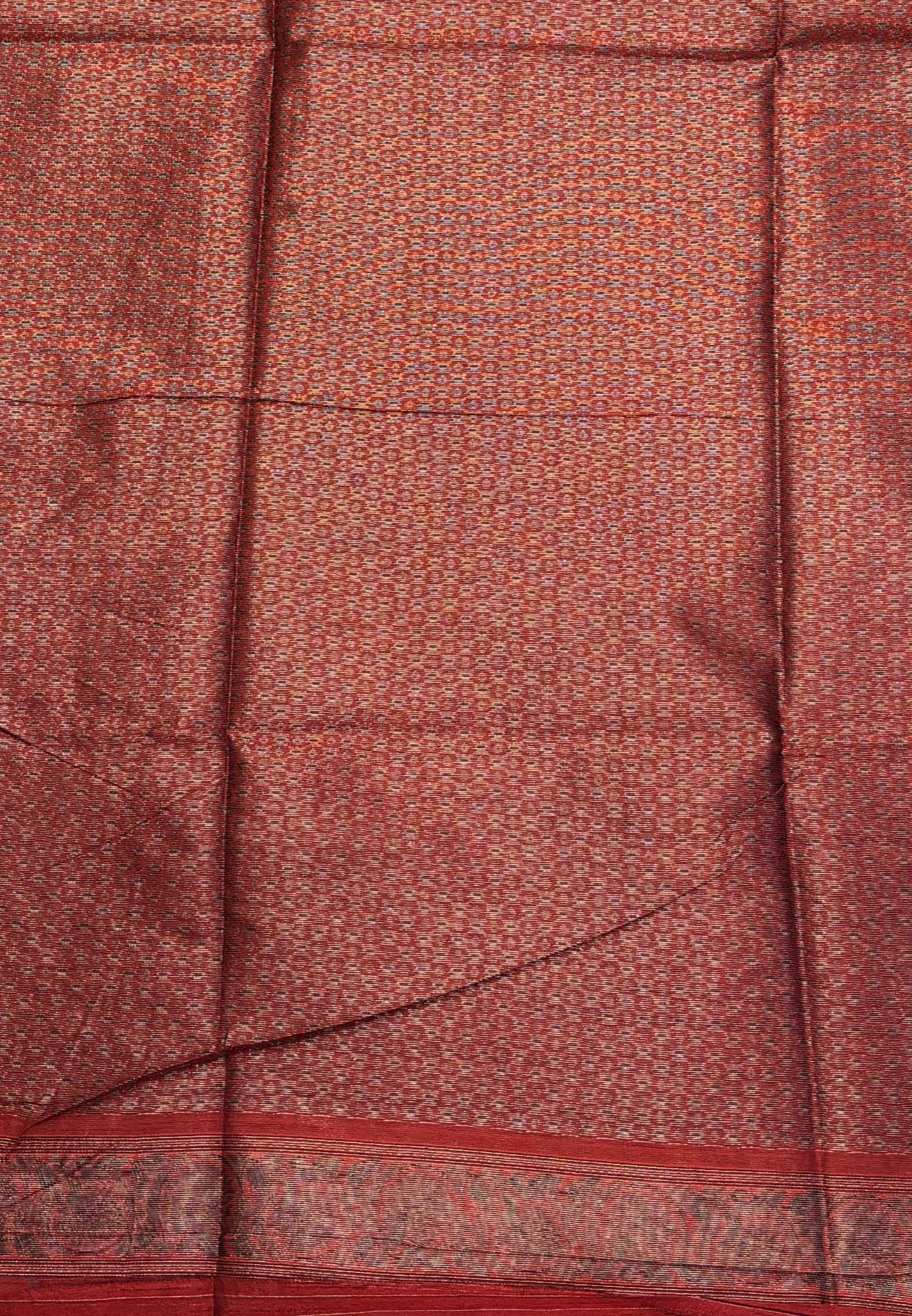 Semi Raw Silk Saree-Mustard with Contrast Retapet Border