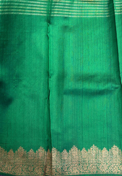 Pure Handloom Tussar Saree-Purple in Intricate Floral Zari Border