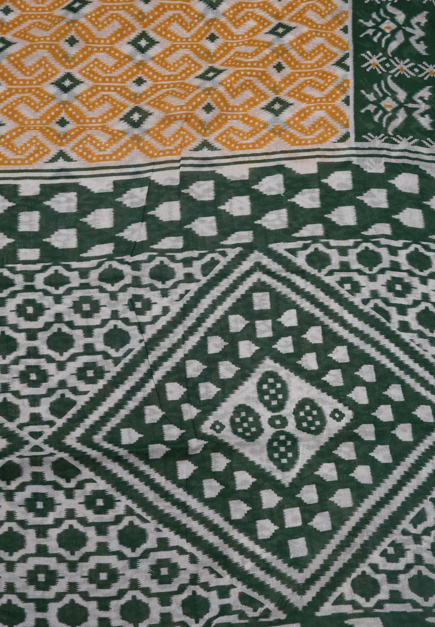 Mul Mul Saree - Yellow With Ikkat