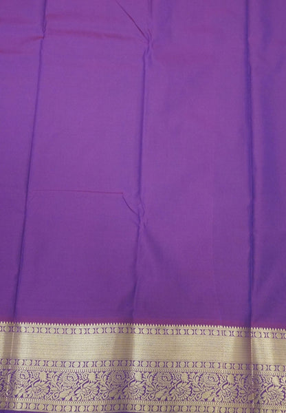 Budget Kanchipuram Saree-Bluish Purple in Feather Peacock Buttas