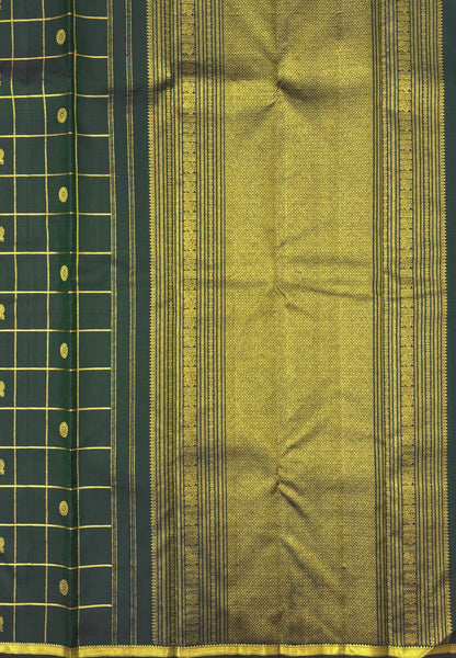 Pure Kanchipuram Silk Saree-Green In Annapakshi Zari Border