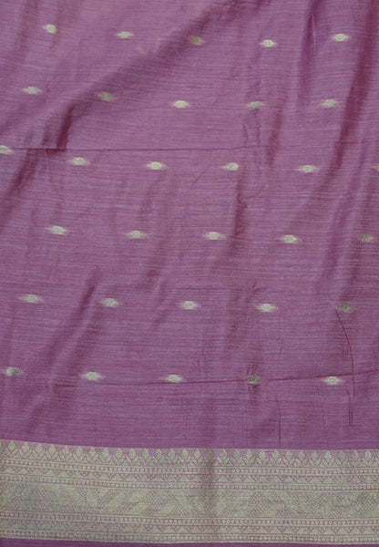 Semi Tussar Saree with Rose Floral Zari Weaving-Rani PInk
