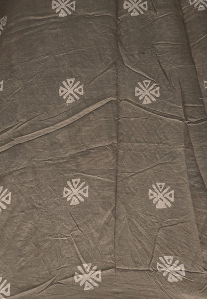 Batick Cotton Saree- Light Choco Brown with Sequence Work