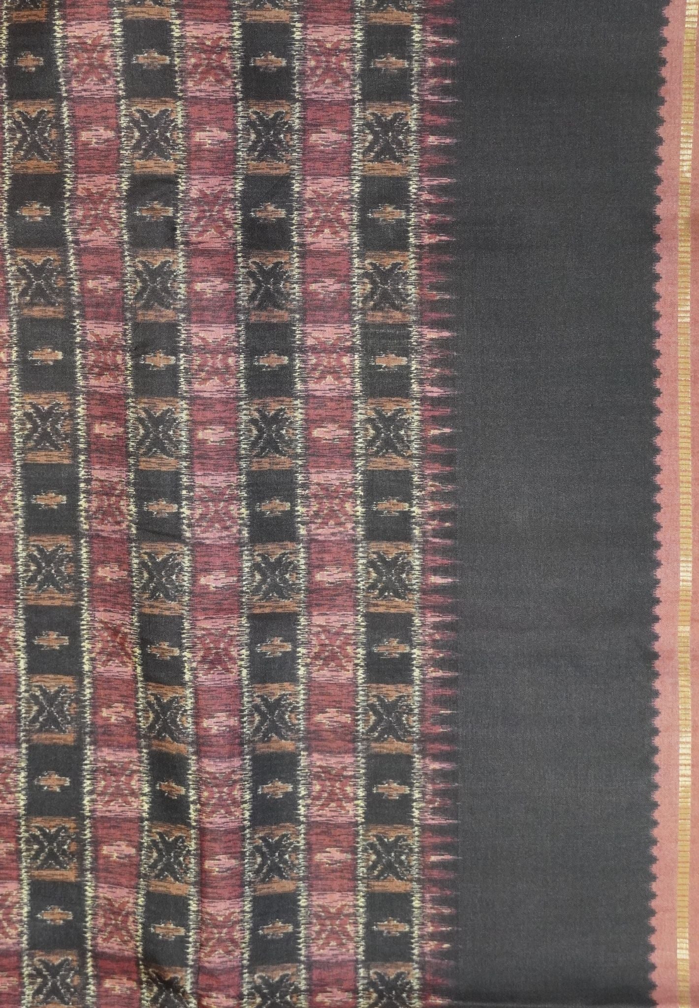 Semi Matka Tussar Saree-Onion Pink with Contrast Border and Zari Checks